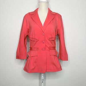 Byron Lars Coral Button Detail 3/4 Sleeve Stretch Fitted Jacket Size M